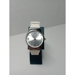 Unisex BWC Wrist Watch Analog Silver Tone with White Silicone Band